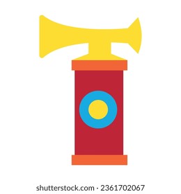 Noisemaker, buzzer for fans of sports team. Multicolored flat vector icon representing sports items inventory equipment concept isolated on white background