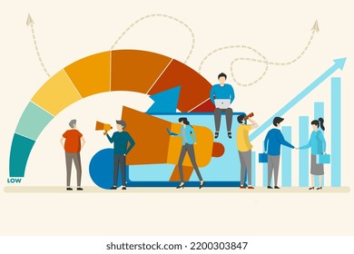 Noisy big laptop and megaphone. The speaker announces the news to the target audience. Can be used for marketing concepts, promotions, impacted communications and digital marketing