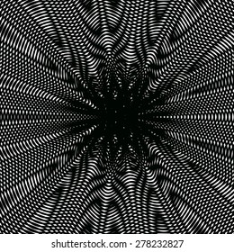 Noisy contrast lined backdrop, tiling with visual effects. Moire art technique.