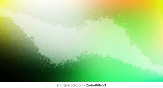Noisy grain texture effect green and lime color gradient banner background. green grain texture background
