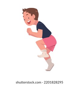 Noisy Little Boy Having Fun Playing and Fooling Around Vector Illustration