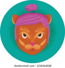 Noisy Samurai Cat Face Colorfull 