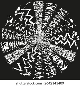 Noisy swirl icon. Zigzag wave element. Vector black rotation. Chaotic circle form.