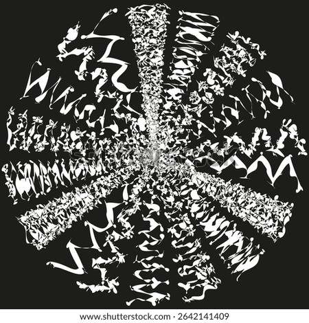Noisy swirl icon. Zigzag wave element. Vector black rotation. Chaotic circle form.