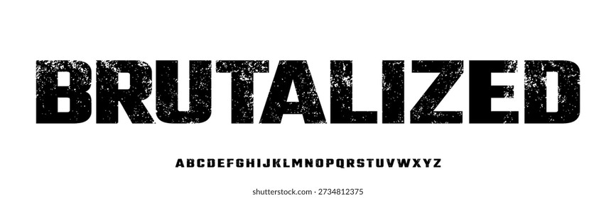 Noize Alphabet Bold Grunge Font. Rustic Font. Distressed Font. Rough Font. Uppercase. Number . For Fashion Brand Sport Film Movie Design .Vector illustration
