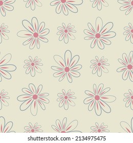 Nojika seamless pattern floral artwork ,beige background ,great for clothing fabrics  and surface designs 