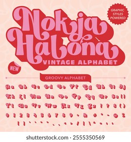 Nokia Halona Groovy Retro Vintage Display Bold Font alphabet.