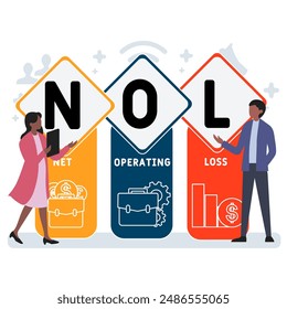 NOL - net operating loss acronym business concept. vector illustration concept with keywords and icons. lettering illustration with icons for web banner, flyer, landing page, presentation
