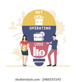 NOL - net operating loss acronym business concept. vector illustration concept with keywords and icons. lettering illustration with icons for web banner, flyer, landing page, presentation