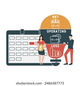 NOL - net operating loss acronym business concept. vector illustration concept with keywords and icons. lettering illustration with icons for web banner, flyer, landing page, presentation