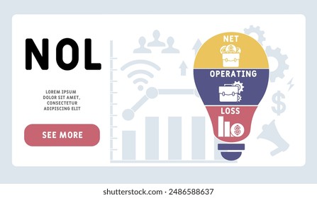 NOL - net operating loss acronym business concept. vector illustration concept with keywords and icons. lettering illustration with icons for web banner, flyer, landing page, presentation