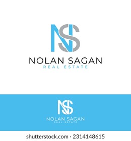 Nolan Sagan real estate vector logo design. Letters N and S logotype. Initials ns logo template.