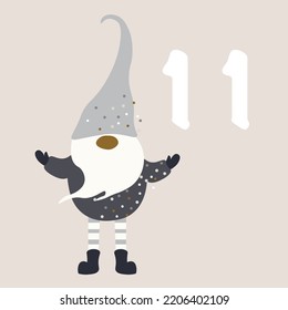 NOLIDAY GNOMES Advent Calendar isolated Vector illustration
