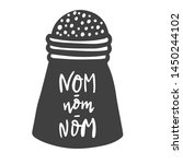 Nom nom nom. Hand lettering emblem brush and ink for a restaurant.