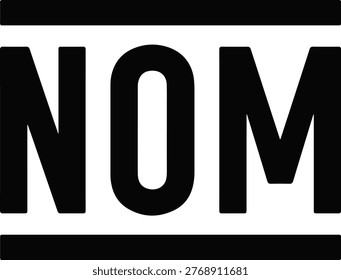 NOM Label Black and White Bold Rectangle Vector Icon