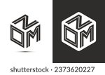 NOM letter logo design with illustrator cube logo, vector logo modern alphabet font overlap style. Premium Business logo icon. White color on black background