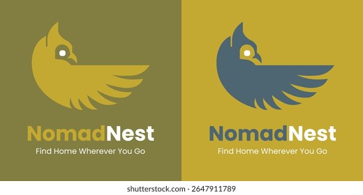 Logotipo Nomad Nest com cores verde e azul