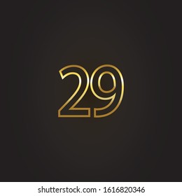 Nomber 29 vector design with multiple line number golden color for celebration event, invitation, greeting, web template, leaflet and booklet