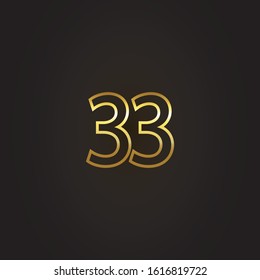 Nomber 33 vector design with multiple line number golden color for celebration event, invitation, greeting, web template, leaflet and booklet