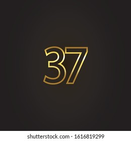 Nomber 37 vector design with multiple line number golden color for celebration event, invitation, greeting, web template, leaflet and booklet