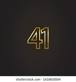 Nomber 41 vector design with multiple line number golden color for celebration event, invitation, greeting, web template, leaflet and booklet