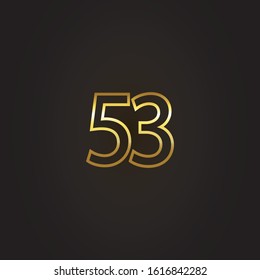 Nomber 53 vector gold painted by brush isolated on black background