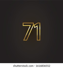 Nomber 71 vector gold painted by brush isolated on black background