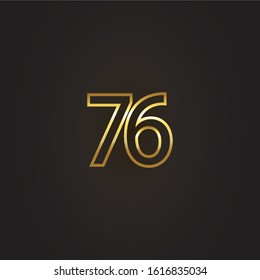 Nomber 76 vector gold painted by brush isolated on black background
