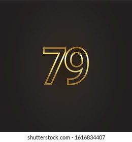 Nomber 79 vector gold painted by brush isolated on black background