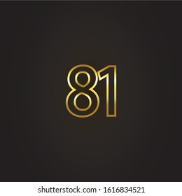 Nomber 81 vector gold painted by brush isolated on black background