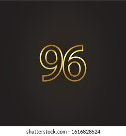 Nomber 96 vector gold painted by brush isolated on black background