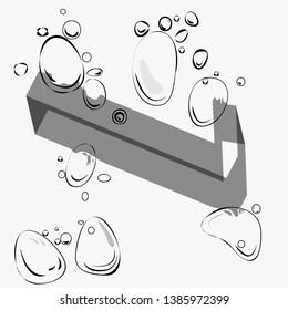 nomber one in liquid with bubbles on white background