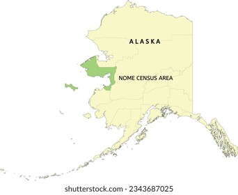 Ubicación en el área del Censo de Nome en el mapa estatal de Alaska