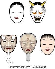 Nomen; masks for japanese traditionl theater "Noh"
koomote(young woman), hannya(ghost),
okina(sprit), joh(old man), doji(child)