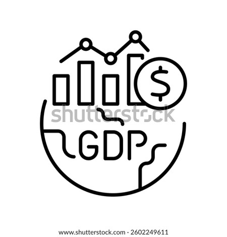 nominal GDP  line icon for digital and print projects.  Minimal clean icons for apps and websites. Modern simple icons for UI UX and branding