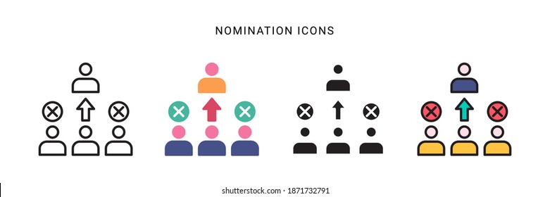 nomination icon vector with four different style design. isolated on white background