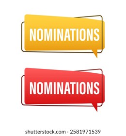 Nominations announcement with colorful speech bubble promoting candidates for election