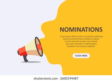 Nominations speech bubble banner. Can be used for business, marketing and advertising. Vector illustration.