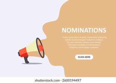 Nominations speech bubble banner. Can be used for business, marketing and advertising. Vector illustration.