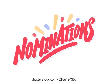 Nominations. Vector handwritten lettering word.