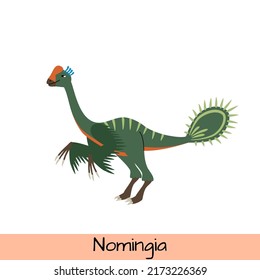 Nomingia dinosaur vector illustration isolated on white background.