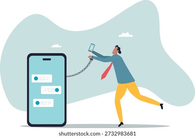 Nomophobia or no mobile phone phobia, smartphone and social media addicted or fear of missing out .about a man and his life.