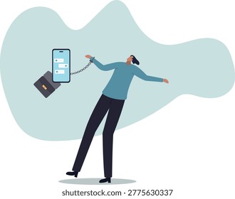 Nomophobia or no mobile phone phobia, smartphone and social media addicted or fear of missing out .human life and situation.
