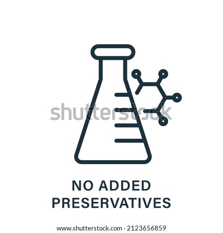 Non Added Preservative Line Icon. No Artificial, Toxic, Chemical Food Ingredient Outline Pictogram. Additive Preservative Free Sign. Certificate Organic Safe Product. Isolated Vector Illustration.