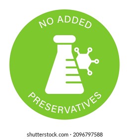 Non Added Preservative Silhouette Icon. No Artificial, Toxic, Chemical Food Ingredient Label. Additive Preservative Free Sign. Certificate Organic Safe Product. Isolated Vector Illustration.