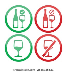 Non Alcohol and Alcohol Allowed Signage Vector Illustration