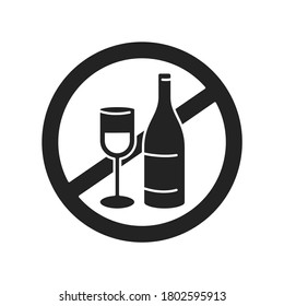 Non Alcohol, Sober Glyph Black Icon. Beverage Intolerance. Isolated Vector Element. Outline Pictogram For Web Page, Mobile App, Promo.