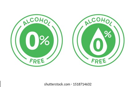 Non alcoholic round icon stamp. Zero alcohol sign seal, emblem or mark label