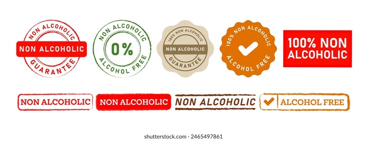 non alcoholic rubber stamp labels ticker sign for alcohol free healthy product