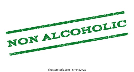 Non Alcoholic watermark stamp. Text tag between parallel lines with grunge design style. Rubber seal stamp with scratched texture. Vector green color ink imprint on a white background.